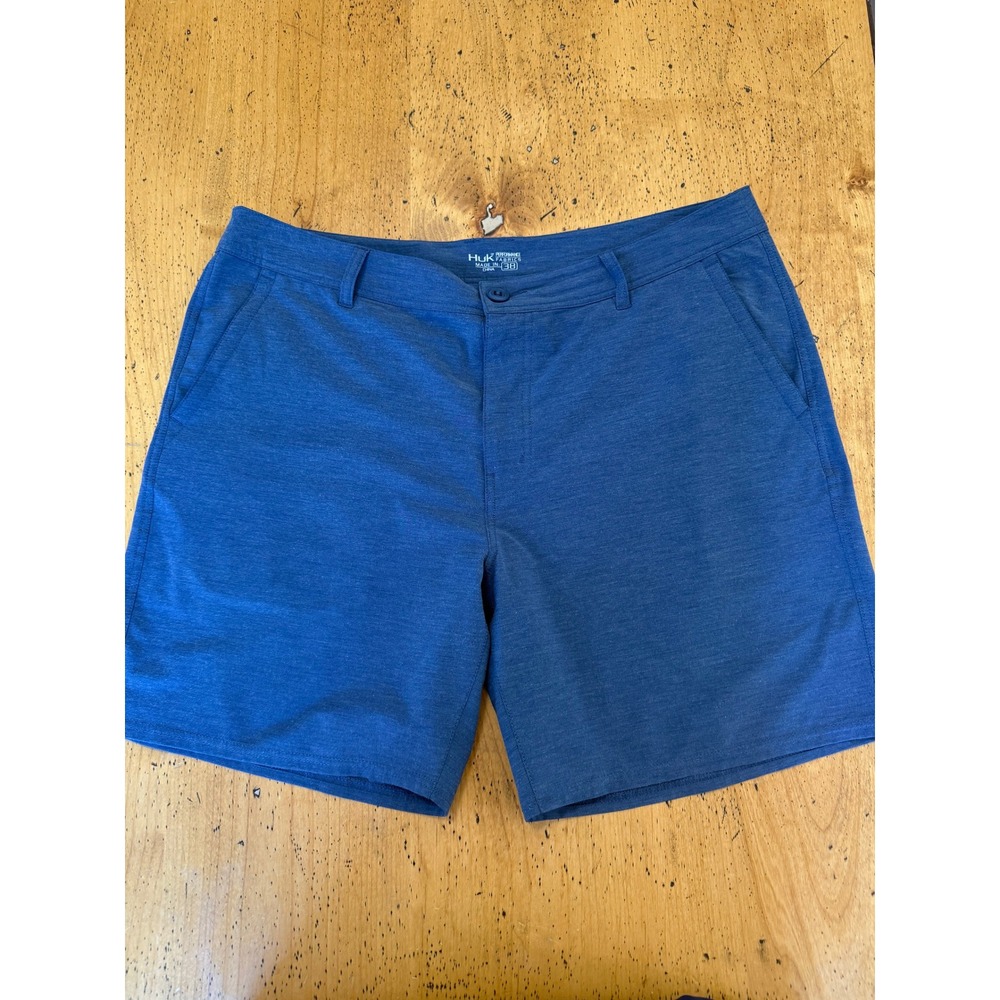 Huk Performance Fishing Shorts 38 Blue Heathered Outdoor Active Utility